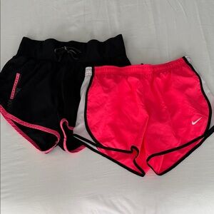 Nike Neon Pink and Black UA Athletic Running Shorts